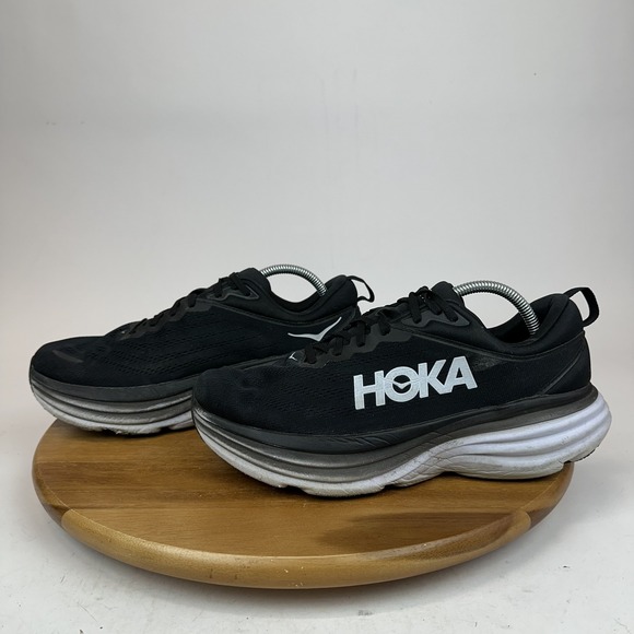 Mens Hoka One One Bondi 8 Black Athletic Road Running Sneakers Shoes Size 10‎ EE main image 4